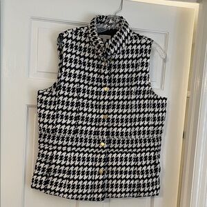 Madison Black and White Houndstooth Vest with Gold Accents